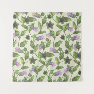 Seamless pattern with belladonna flowers. A bush w Tapestry