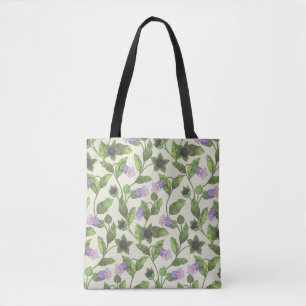 Seamless pattern with belladonna flowers. A bush w Tote Bag
