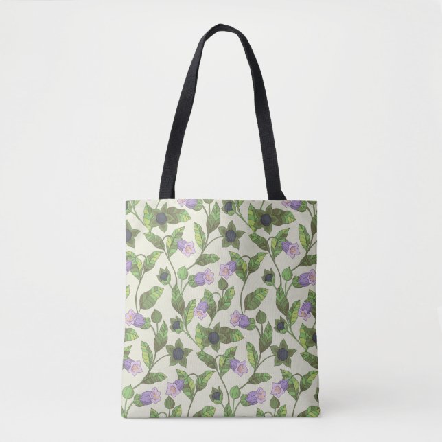 Seamless pattern with belladonna flowers. A bush w Tote Bag (Front)