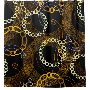 Seamless pattern with belts greek meanders chains