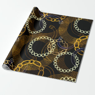 Seamless pattern with belts greek meanders chains wrapping paper
