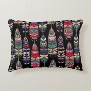 Seamless pattern with birds feathers. Tribal art a Accent Pillow