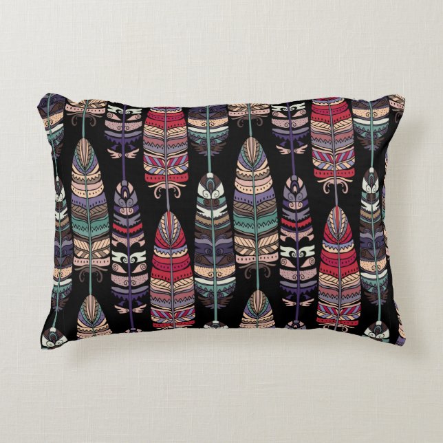 Seamless pattern with birds feathers. Tribal art a Accent Pillow (Front)