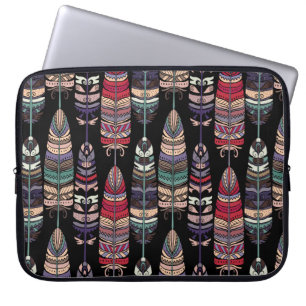 Seamless pattern with birds feathers. Tribal art a Laptop Sleeve