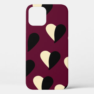 Seamless pattern with black and white heart. St Va iPhone 12 Case