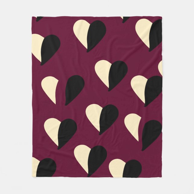 Seamless pattern with black and white heart. St Va Fleece Blanket (Front)