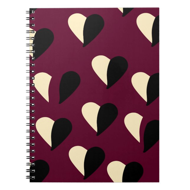 Seamless pattern with black and white heart. St Va Notebook (Front)