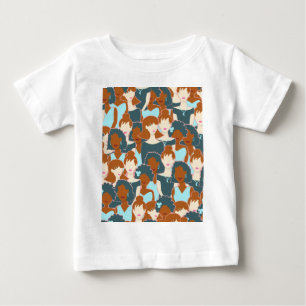 Seamless pattern with black girls and white girls baby T-Shirt