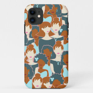 Seamless pattern with black girls and white girls iPhone 11 case