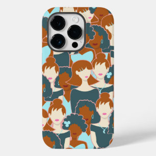 Seamless pattern with black girls and white girls Case-Mate iPhone 14 pro case