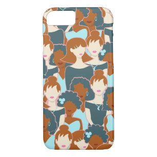 Seamless pattern with black girls and white girls Case-Mate iPhone case