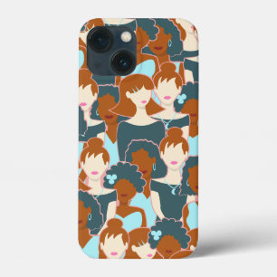 Seamless pattern with black girls and white girls iPhone 13 mini case