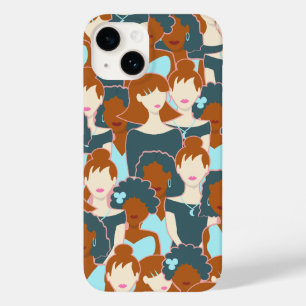 Seamless pattern with black girls and white girls Case-Mate iPhone 14 case