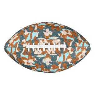 Seamless pattern with black girls and white girls football