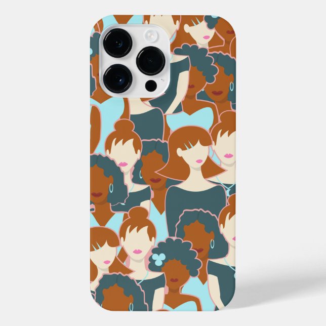 Seamless pattern with black girls and white girls iPhone case (Back)