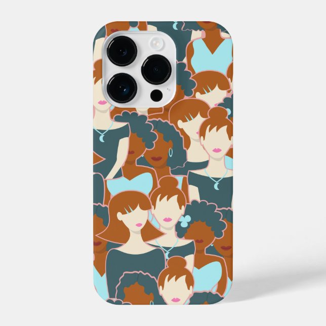 Seamless pattern with black girls and white girls iPhone case (Back)