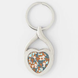 Seamless pattern with black girls and white girls keychain
