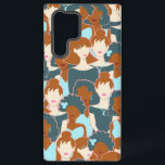 Seamless pattern with black girls and white girls samsung galaxy case<br><div class="desc">Seamless pattern with abstract portraits of glamour nice looking black and white girls</div>