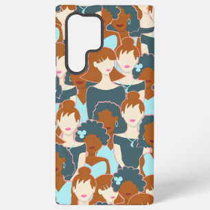 Seamless pattern with black girls and white girls samsung galaxy case