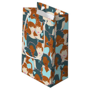 Seamless pattern with black girls and white girls small gift bag