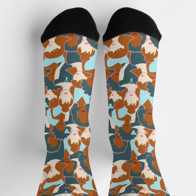 Seamless pattern with black girls and white girls socks (Top)