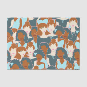 Seamless pattern with black girls and white girls tissue paper