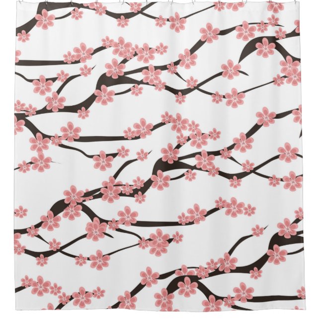 Seamless pattern with blooming cherry on a white b (Front)