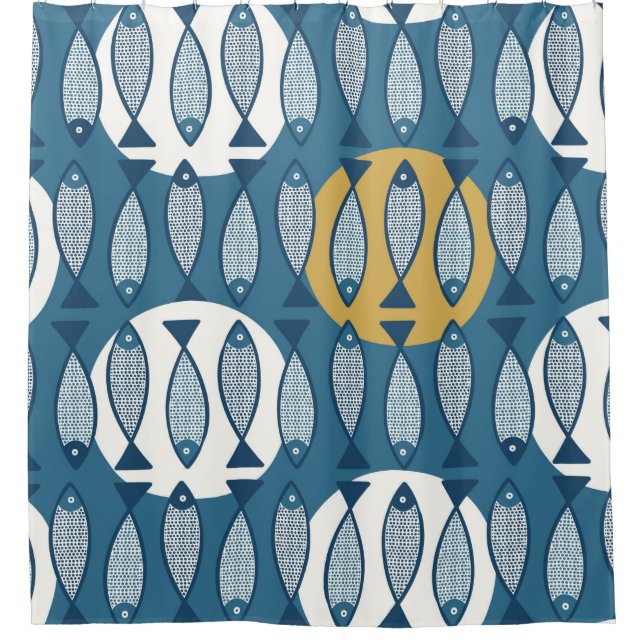 Seamless pattern with blue fish inspired by scandi (Front)