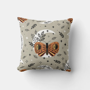 seamless pattern with bohemian butterfly on the mo throw pillow