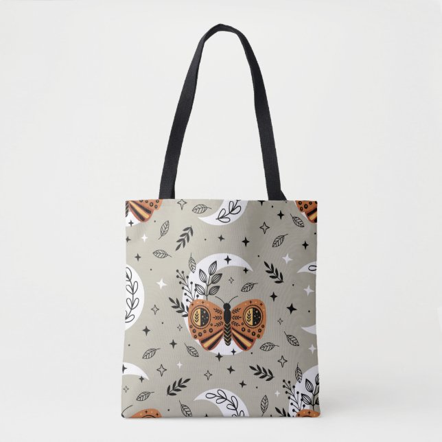 seamless pattern with bohemian butterfly on the mo tote bag (Front)