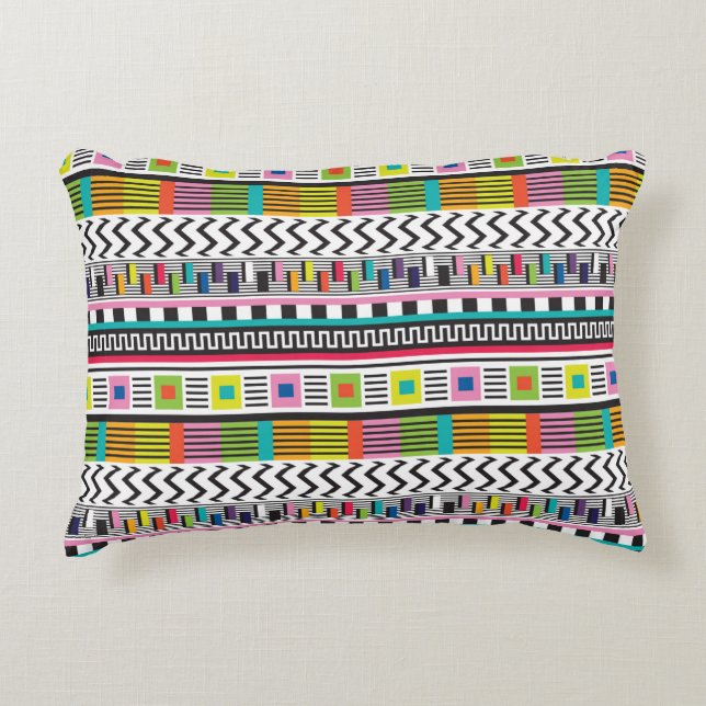 Seamless pattern with bright abstract geometric li accent pillow (Front)