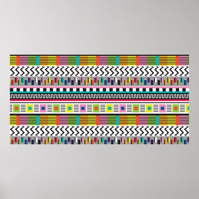 Seamless pattern with bright abstract geometric li poster (Front)