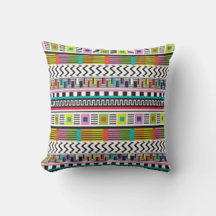 Seamless pattern with bright abstract geometric li throw pillow