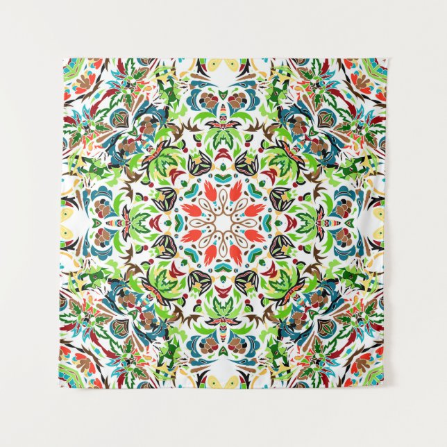  seamless pattern with bright floral ornament. Vin Tapestry (Front)