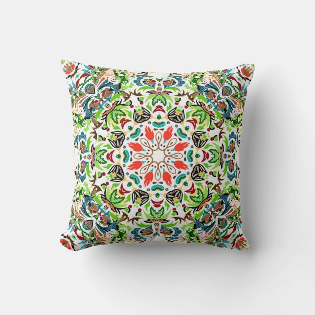  seamless pattern with bright floral ornament. Vin Throw Pillow (Front)