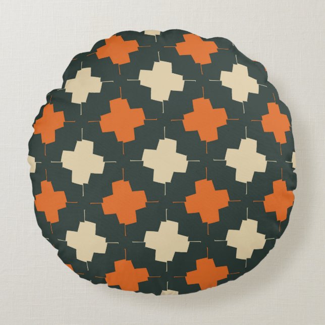 Seamless pattern with bright geometric elements on round pillow (Front)