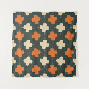 Seamless pattern with bright geometric elements on tapestry