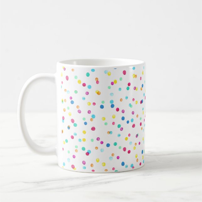 Seamless pattern with bright watercolor dots coffee mug (Left)