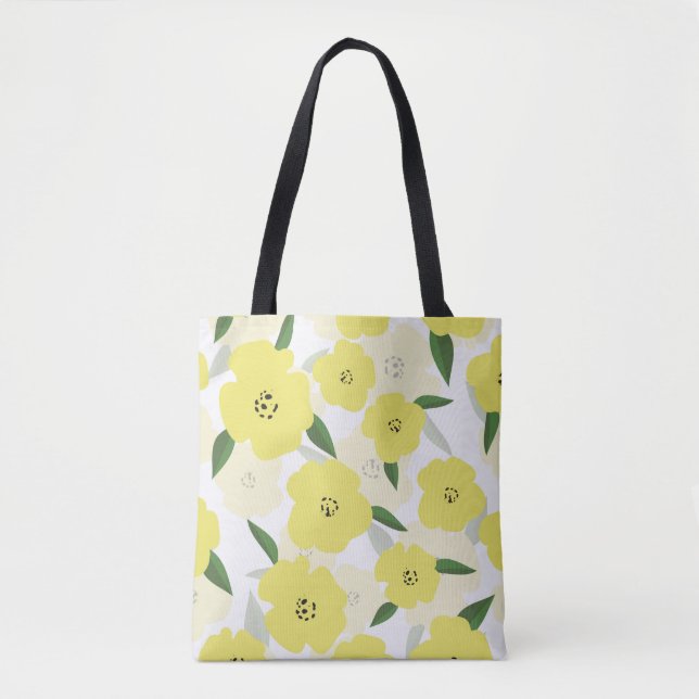 Seamless pattern with bright yellow flowers backgr tote bag (Front)