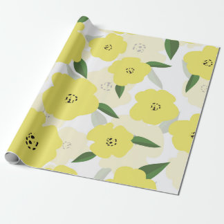 Seamless pattern with bright yellow flowers backgr wrapping paper