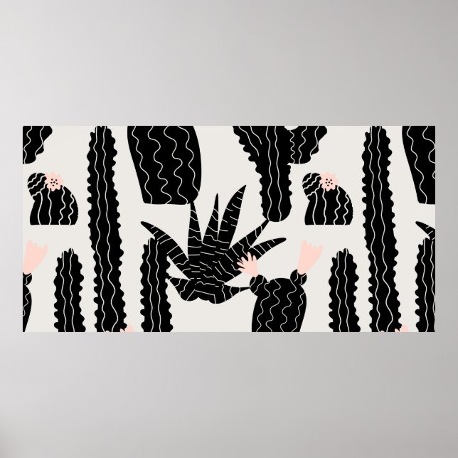Seamless pattern with cacti illustration poster (Front)