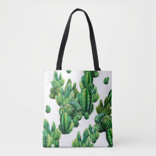Seamless pattern with cacti watercolor. Cactus ill Tote Bag