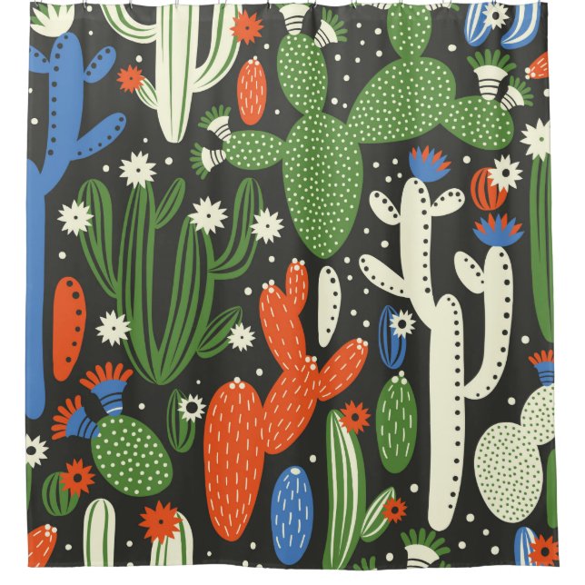seamless pattern with cactus on black background.  (Front)