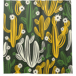 seamless pattern with cactus on black background.