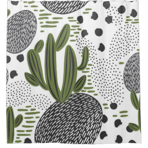 seamless pattern with cactus on white background. 