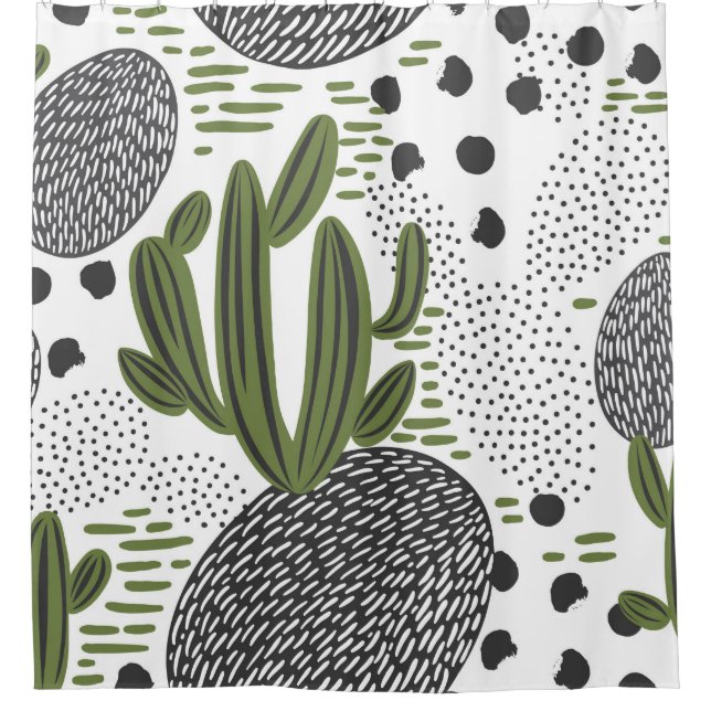 seamless pattern with cactus on white background.  (Front)
