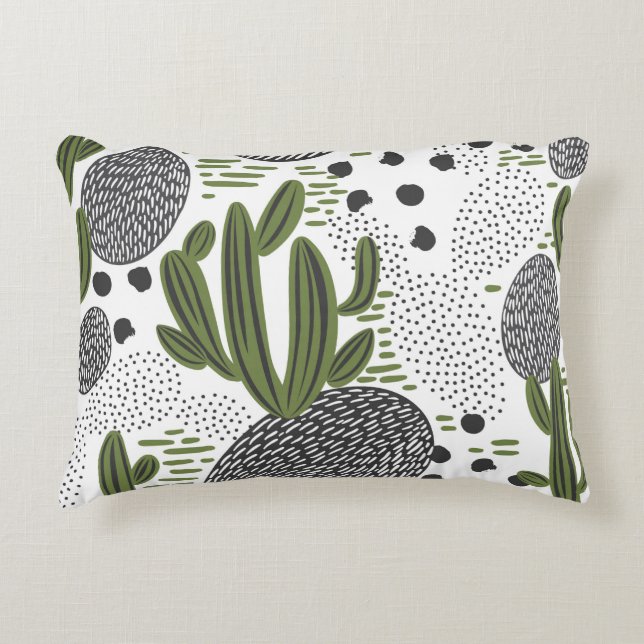 seamless pattern with cactus on white background.  accent pillow (Front)