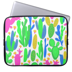 seamless pattern with cactus on white background. laptop sleeve