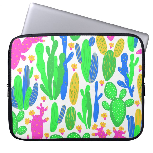 seamless pattern with cactus on white background.  laptop sleeve (Front)
