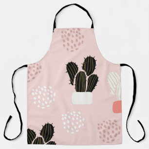 Seamless pattern with cactuses succulents leaves a apron